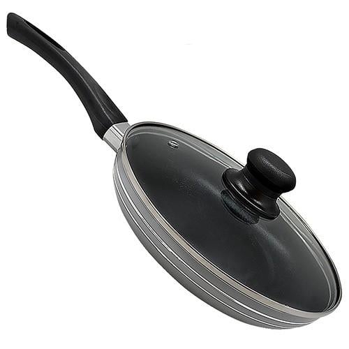 Сковорода антипригарна Stenson MH-0625 d 26 см з кришкою алюміній/скло Сірий