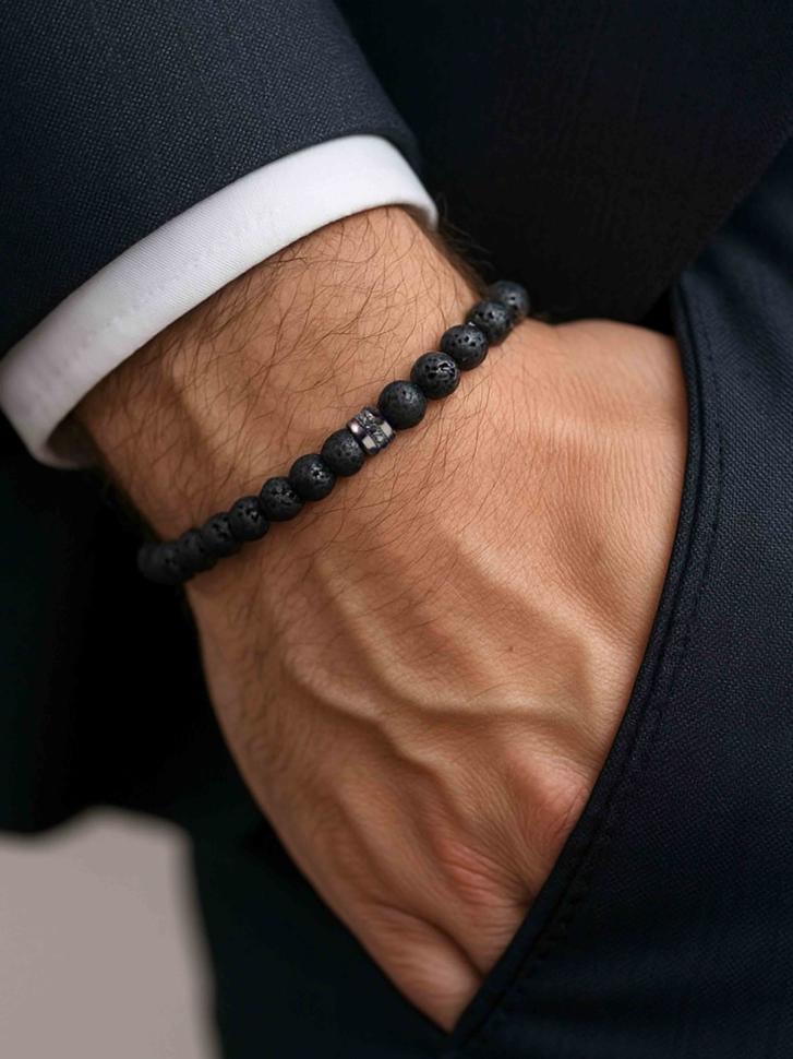 Мужской браслет черный 4452