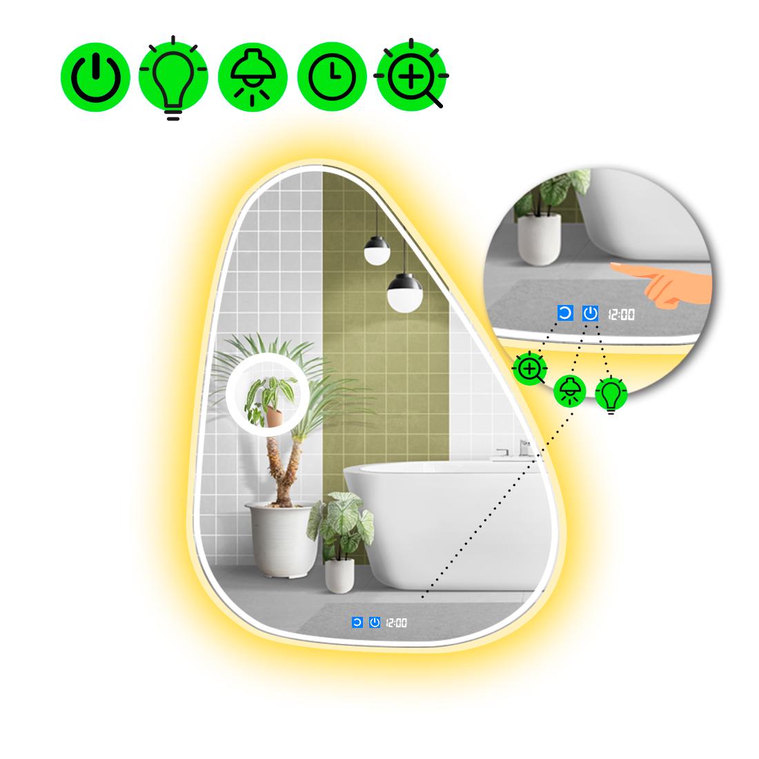 Зеркало LED подсветкой Doccia 4 с двумя сенсорами и линзой с подсветкой 140x110 см (8776881)