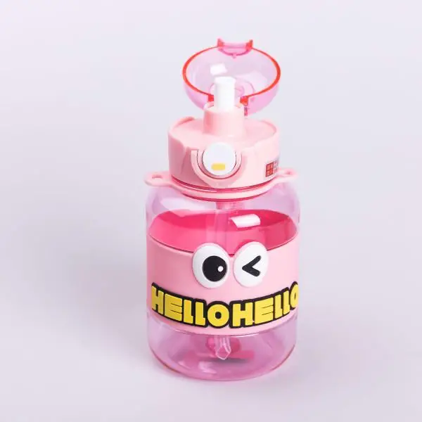 Пляшка для води дитяча з трубочкою з ручкою та ремінцем 680 мл Рожевий (6772) - фото 6 Пляшка для води дитяча з трубочкою з ручкою та ремінцем 680 мл Рожевий (6772) - фото 6