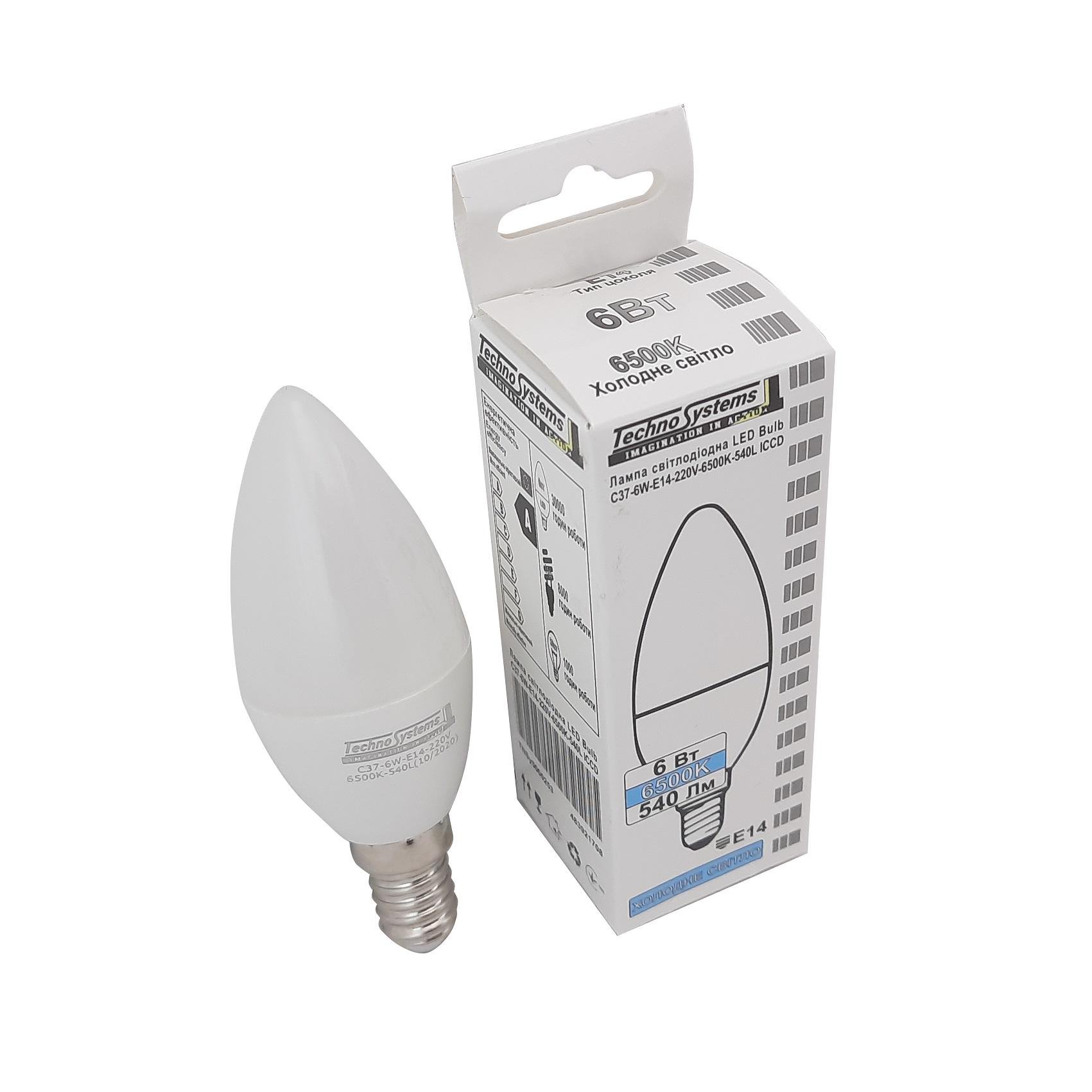 Лампа світлодіодна TechnoSystems LED Bulb C37 6Вт E14 6500К 540Лм - фото 2