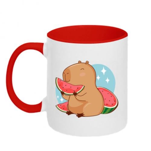 Чашка двухцветная Капибара с арбузом 320 мл (17874558-18-204138)