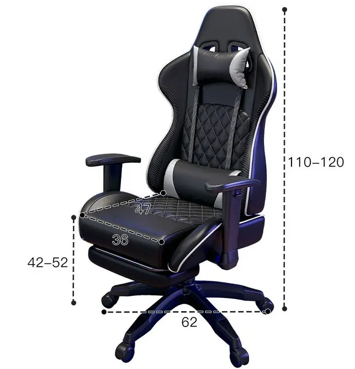 Крісло геймерське Raptor black з підставкою для ніг/ергономічною спинкою - фото 10