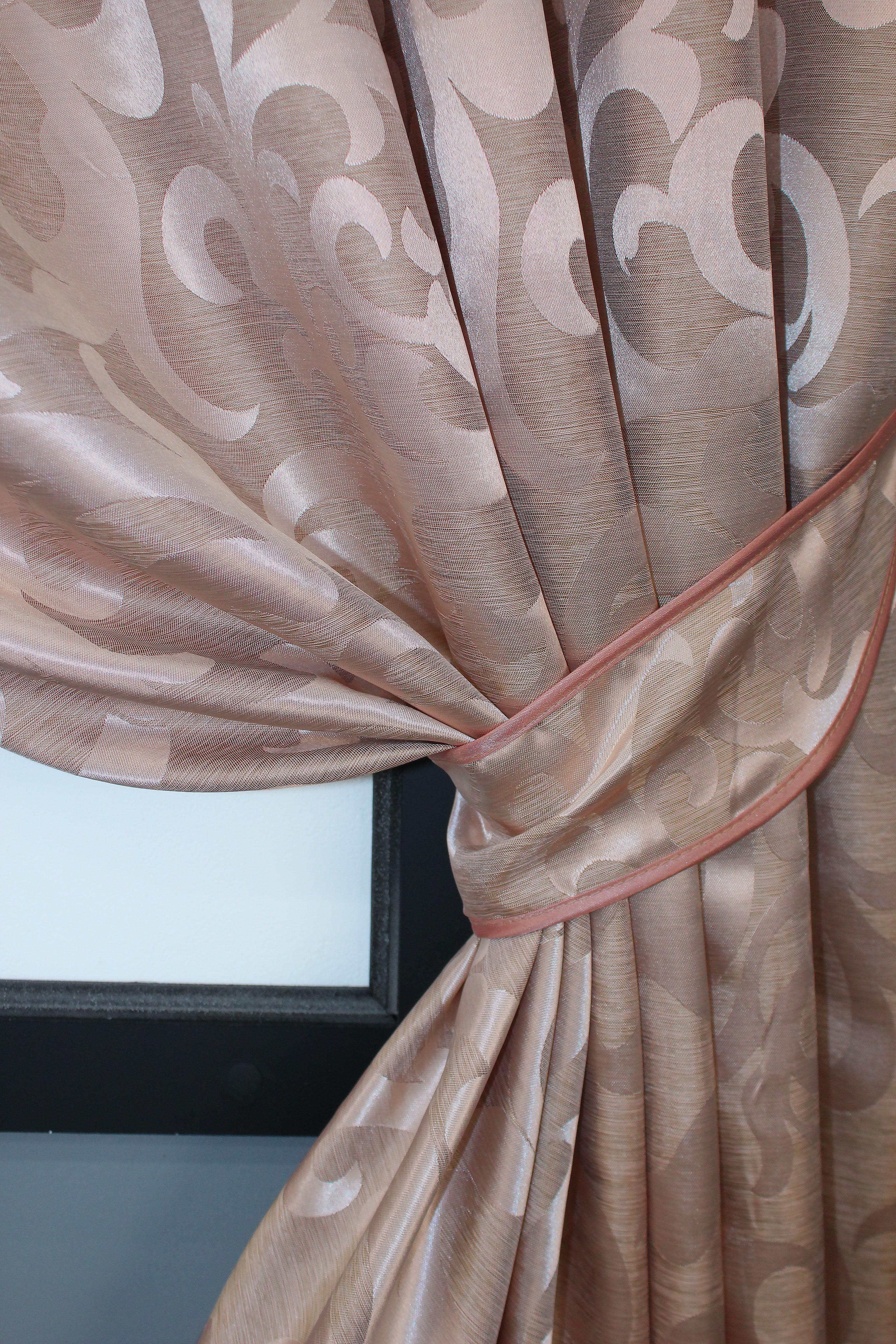 Комплект коротких штор VR-Textil жаккард Вензель № 090ш 130х170 см 2 шт. Пудровый (35-0013) - фото 4