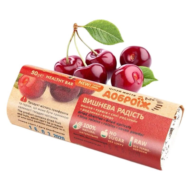 Батончик натуральный "Доброїж" со вкусом вишни 50 г (40242)