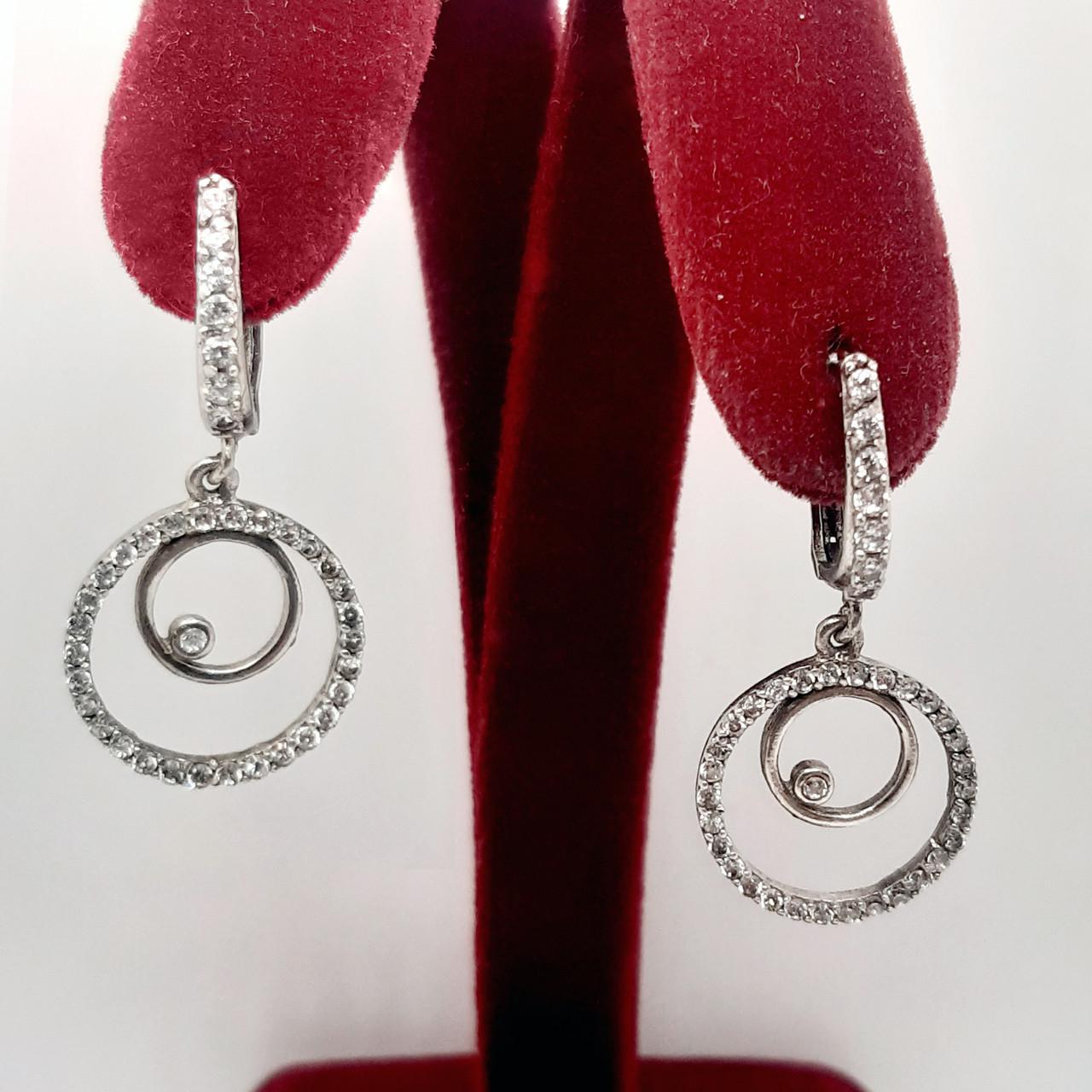 Серьги серебро круги родий 925° 3,45 г (С-441)