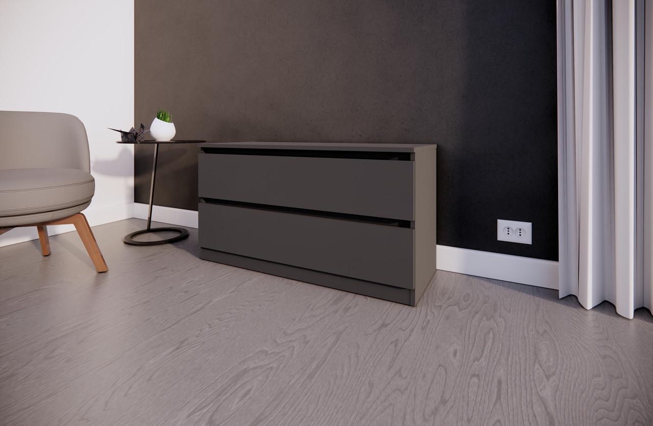 Комод MEBEX на 2 шухляди 100х40х54,4 см Сірий темний (VM2B1000DG) - фото 4 Комод MEBEX на 2 шухляди 100х40х54,4 см Сірий темний (VM2B1000DG) - фото 4