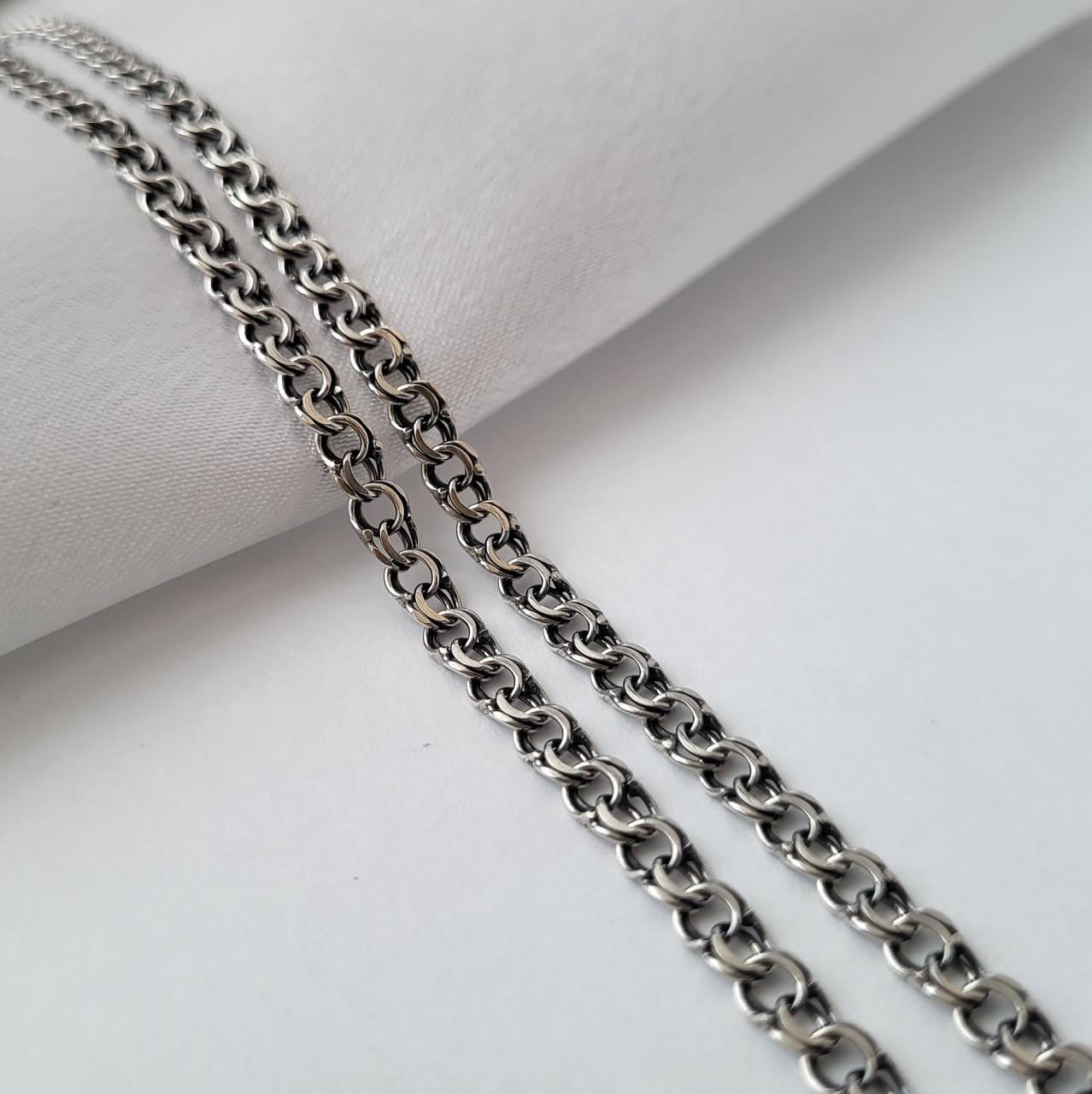 Цепочка серебряная Бисмарк плоская черненное серебро 925 пробы 11,60 г 60 cм (1055/1ч 11,60)
