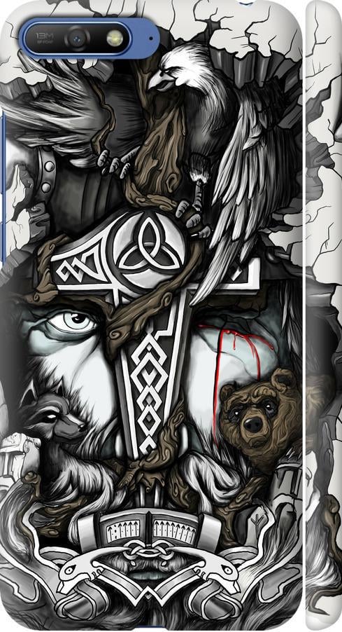 Чохол на Huawei Y6 2018 Тату Вікінг (4098m-1637-42517)