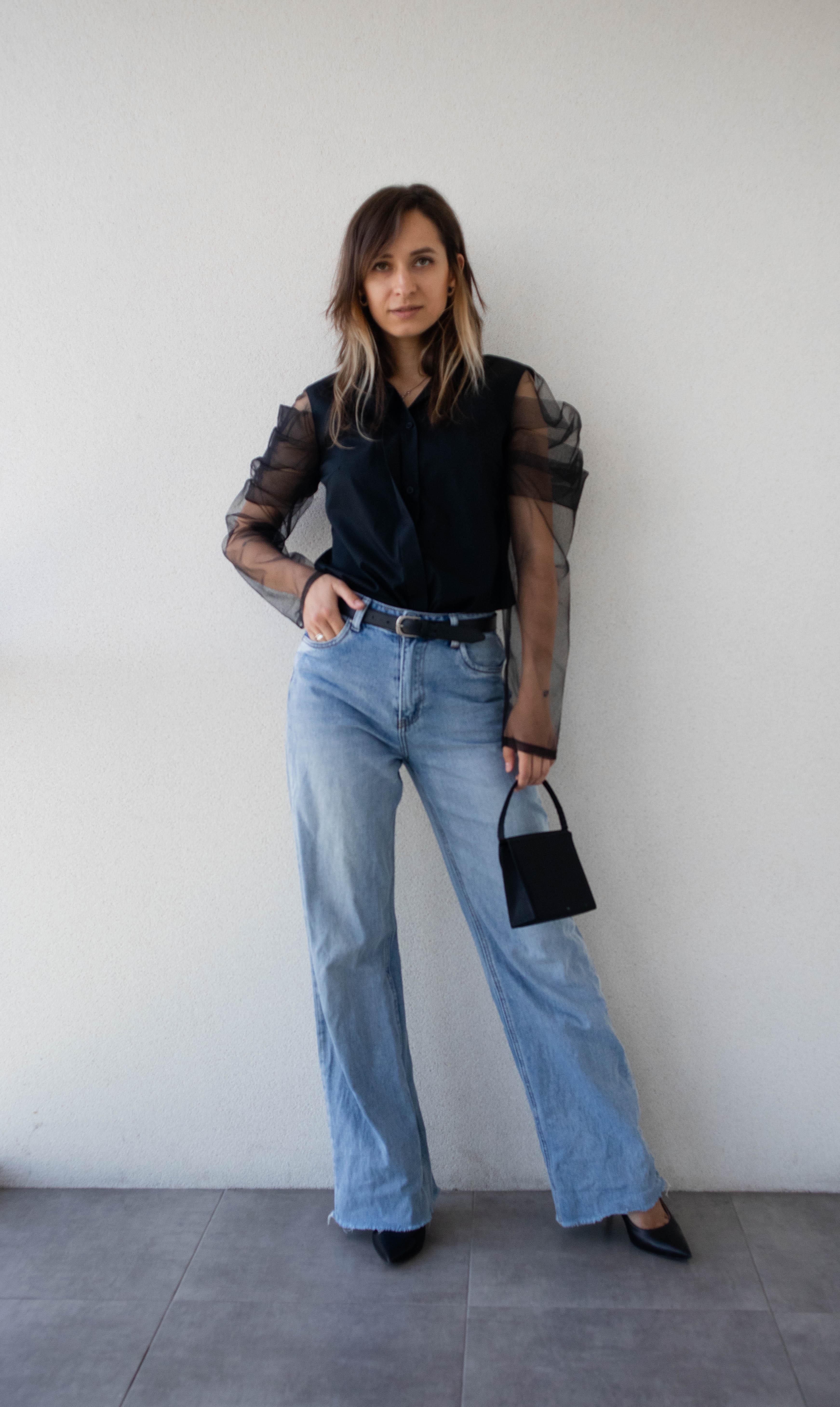 Блуза жіноча VSlatinina приталена з прозорими рукавами L Чорний (01234567816) - фото 5 Блуза жіноча VSlatinina приталена з прозорими рукавами L Чорний (01234567816) - фото 5