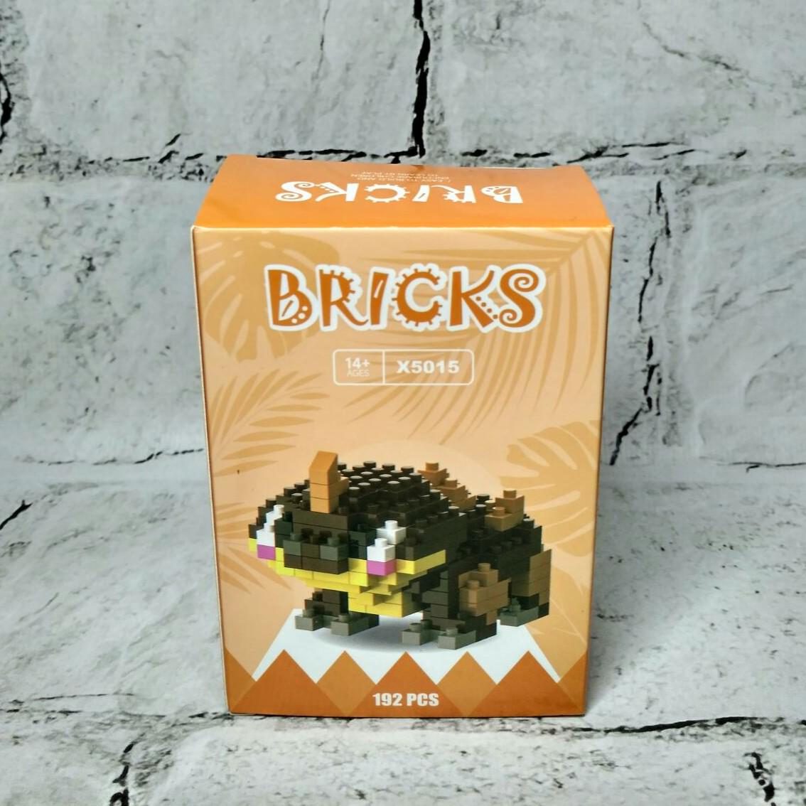 Конструктор фігурка BRICKS пікселі Динозавр 192 деталей Коричневий (X5015)