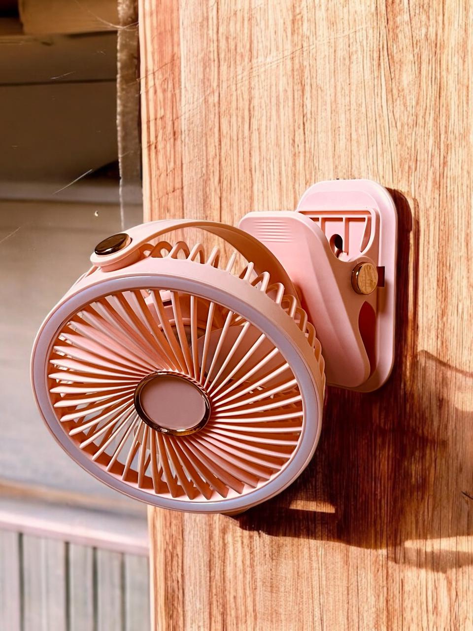 Вентилятор F2-150 акумуляторний з LED підсвічуванням та прищіпкою Pink (2588971779) - фото 8