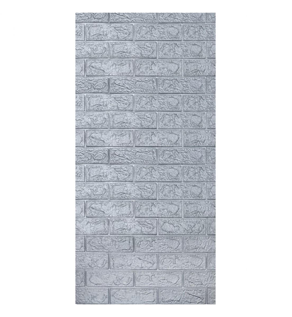 Панель самоклеящаяся декоративная 3D под кирпич в рулоне 3080x700x3 мм Серебряный (316)