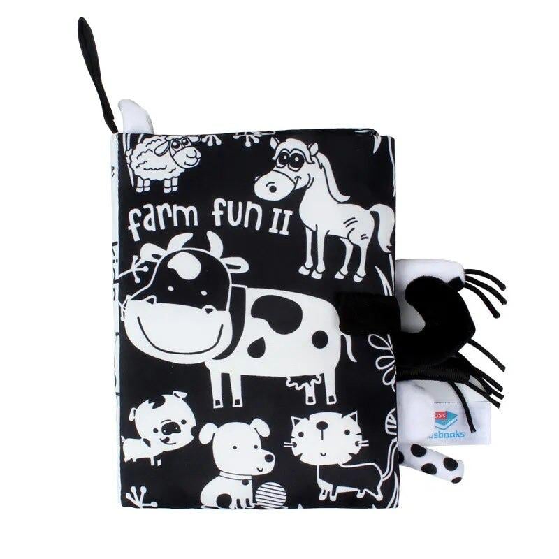 Игрушка для малыша Книжка-шуршалка развивающая Farm Black/White