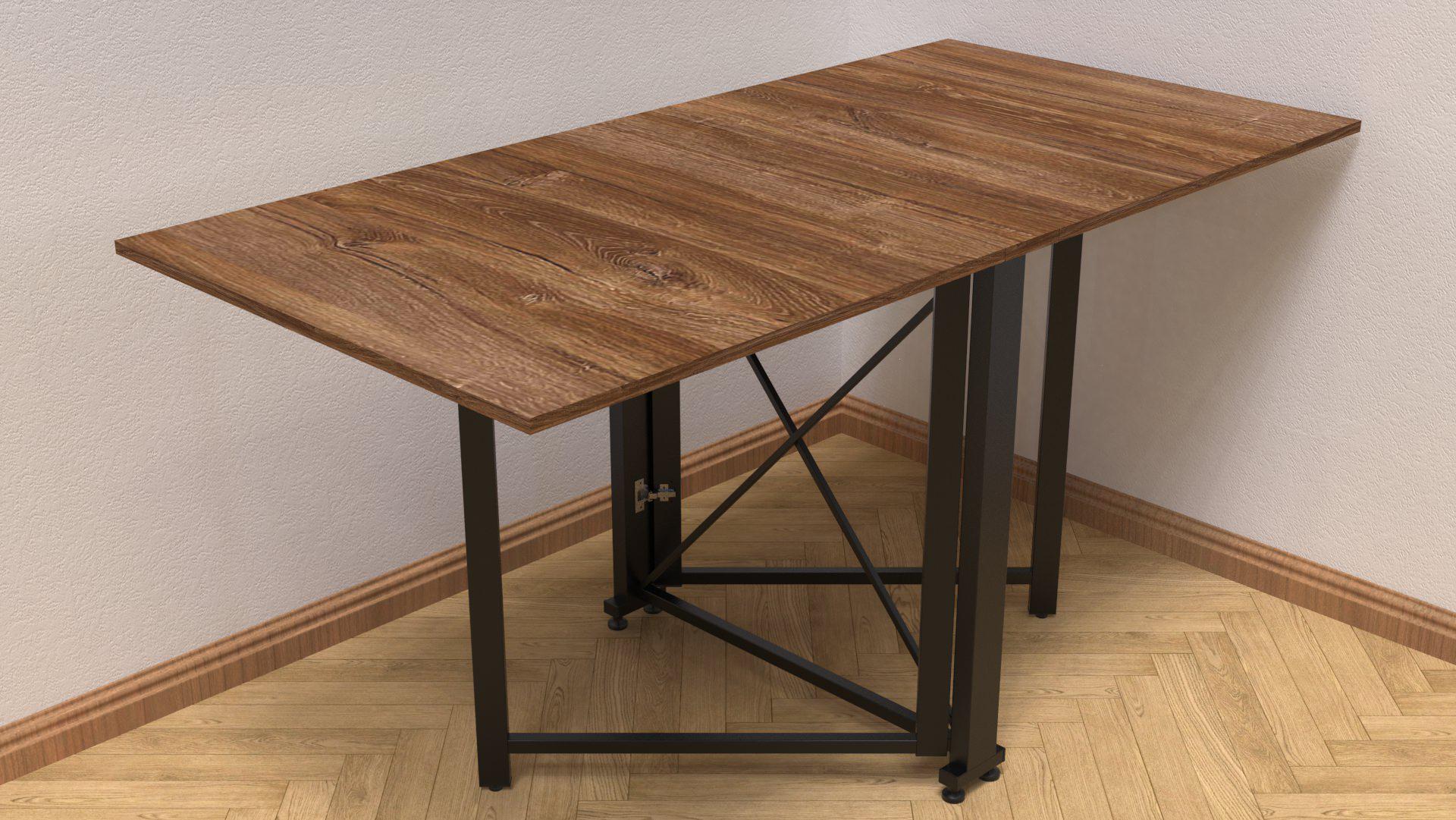 Стол-книжка трансформер Орион 2 Ferrum-decor 750x1520x730 см металл Черный/ДСП Дуб Таверна (ORI206)