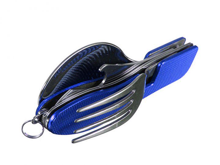 Посуд похідний Naoni 4в1 виделка/ложка/ніж/відкривачка для пляшок 10x4 см Синій - фото 2 Посуд похідний Naoni 4в1 виделка/ложка/ніж/відкривачка для пляшок 10x4 см Синій - фото 2