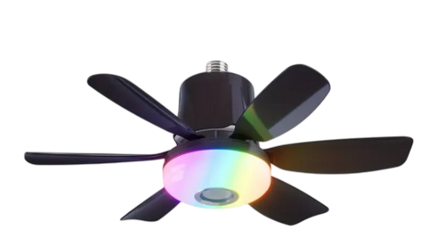 Вентилятор-люстра 4в1 6 лопастей с пультом RGB ритм 47 см 32 Вт Черный (H180MM)