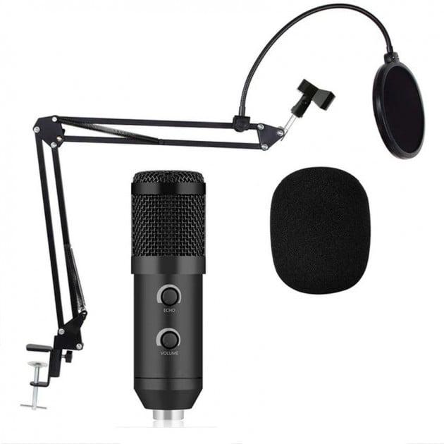 Микрофон студийный металлический XPRO Studio MIC со стойкой и ветрозащитой Микрофон студийный металлический XPRO Studio MIC со стойкой и ветрозащитой