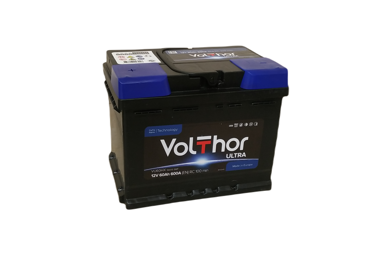 Акумулятор автомобільний правий VOLTHOR TAB 600А 60Ah / R Ultra