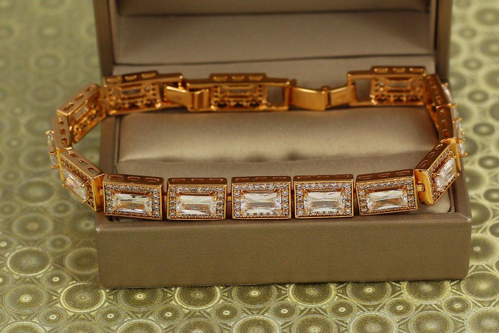 Браслет Xuping Jewelry Прямоугольные багеты 20 см 8 мм Золотистый