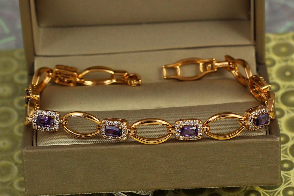 Браслет Xuping Jewelry Имидж с фиолетовыми камнями 19 см 9 мм Золотистый (2390695882)