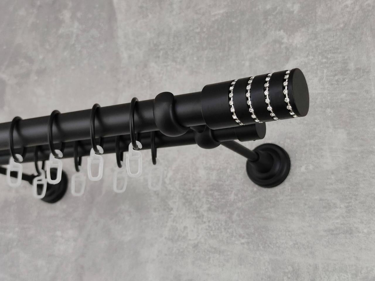 Карниз MStyle металлический для штор двухрядный Барамелла 25/19 мм гладкий 240 см Черный (5020183)