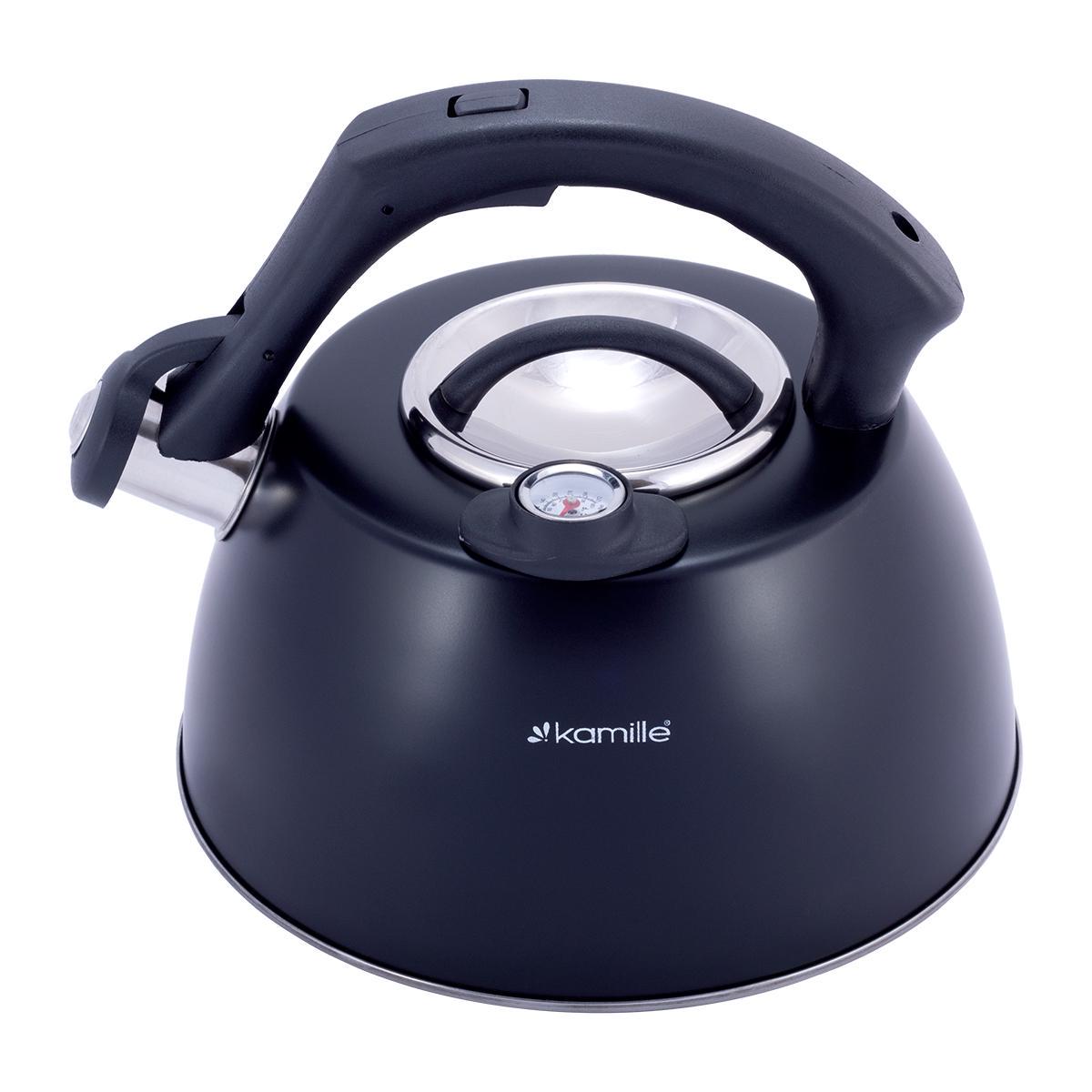 Чайник Kamille Vizo из нержавеющей стали со свистком и термометром индукционный 3 л - фото 3