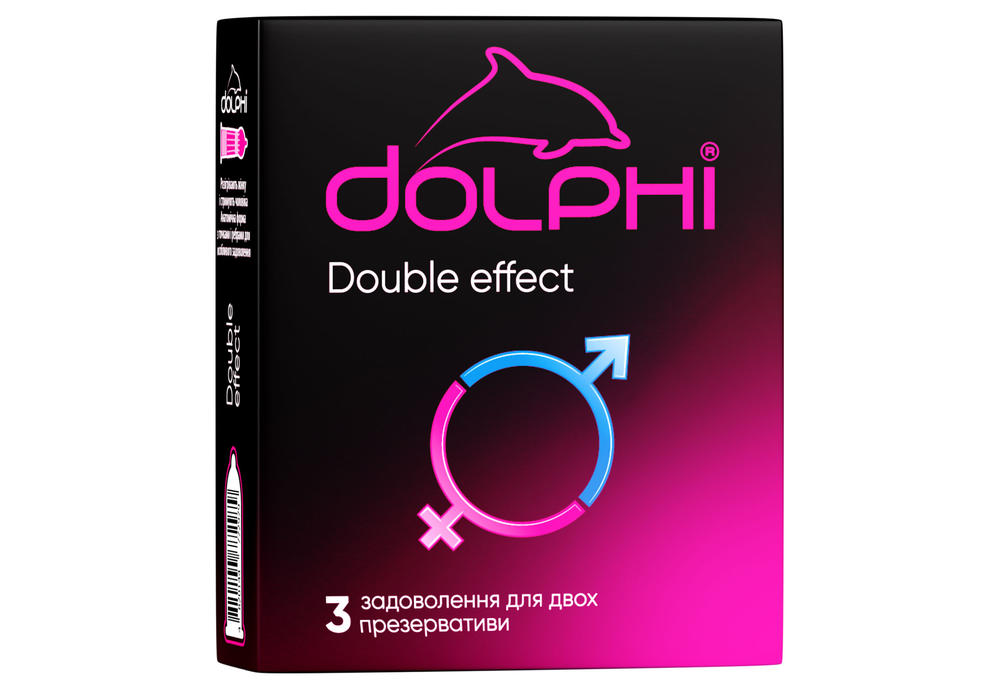 Презервативы DOLPHI Double effect с ребрами и точками 3 шт (COM05880)