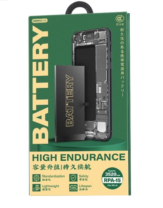 Акумулятор для Iphone 15 Remax 3520 mAh (RPA-15) Акумулятор для Iphone 15 Remax 3520 mAh (RPA-15)