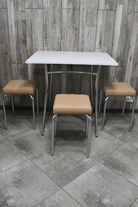 Кухонний комплект Tutty Lux Trio стіл/табурети 3 шт. 60х80х75 см Білий/Бежевий (28374747)