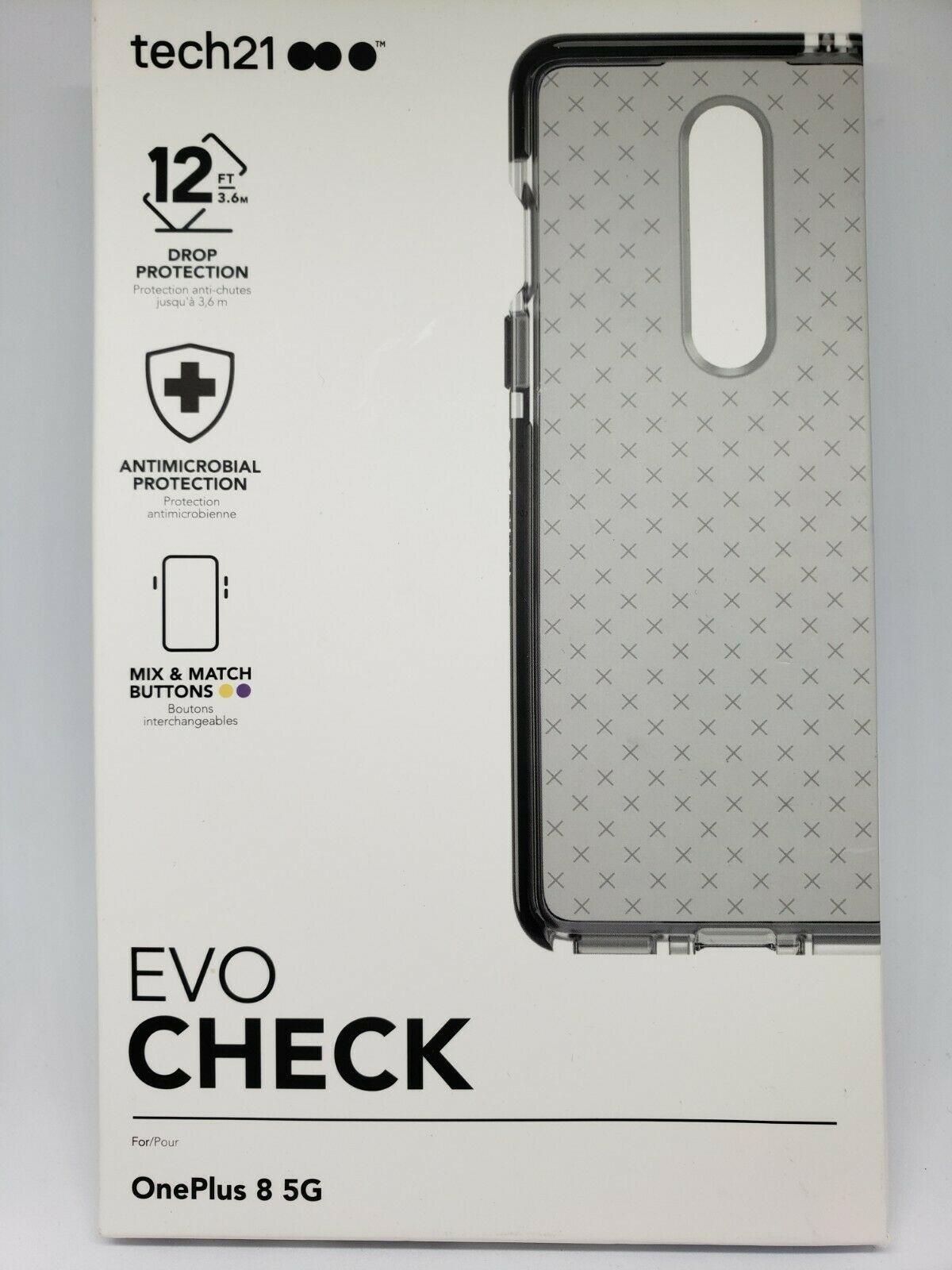 Чохол протиударний з антимікробним покриттям Tech21 Evo Check для OnePlus 8 Smoke Black - фото 3