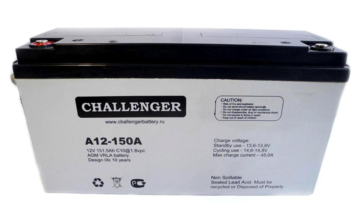 Аккумулятор свинцово-кислотный CHALLENGER A12-150 12V/150 Ah AGM для ИБП 12 В 150 Ач (00-00010402) - фото 2