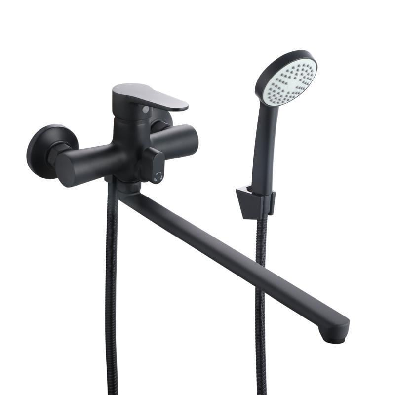 Змішувач для ванни з душовим гарнітуром Lidz Nicole 005 k35 LDNIC005BLA45183 з поворотним виливом Black (SD00051307)