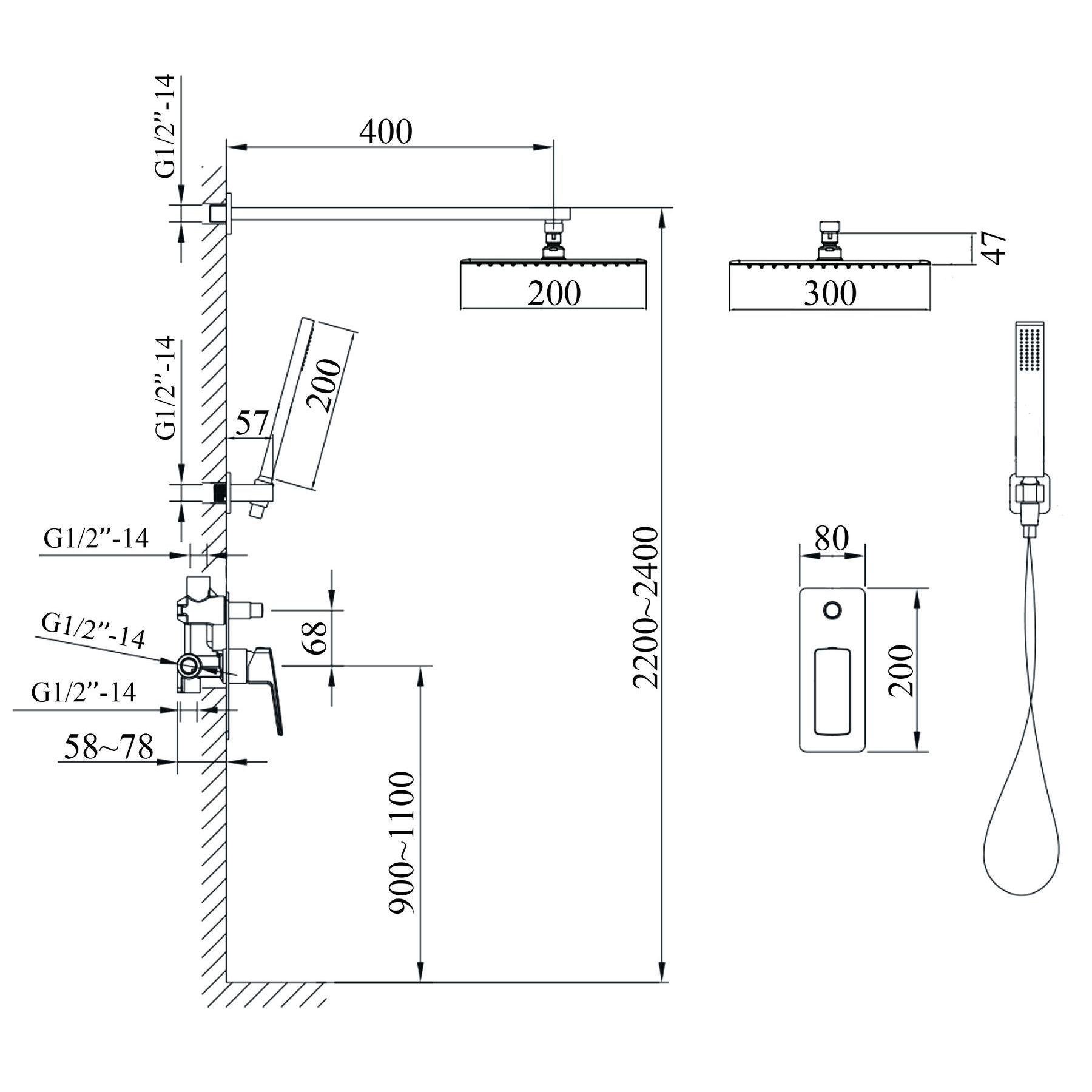 Душевая система скрытого типа TOPAZ LEXI TLG 21205-H57-W 000027402 с верхним душем Белый (215353) - фото 2