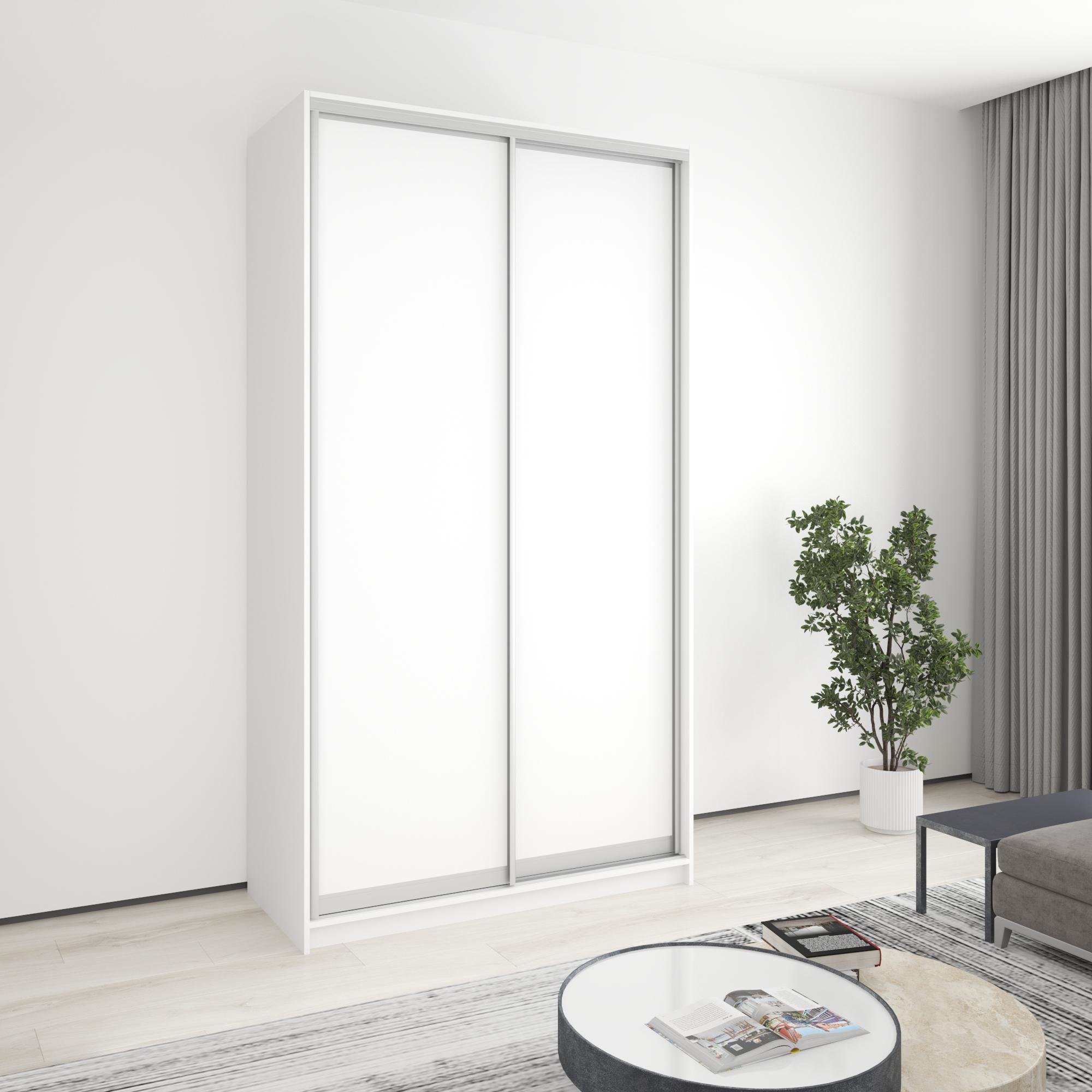 Шкаф-купе двухдверный MebelStar стандарт AL 2 ДСП 130x60x240 см Аляска белый (MBS-3603) - фото 1