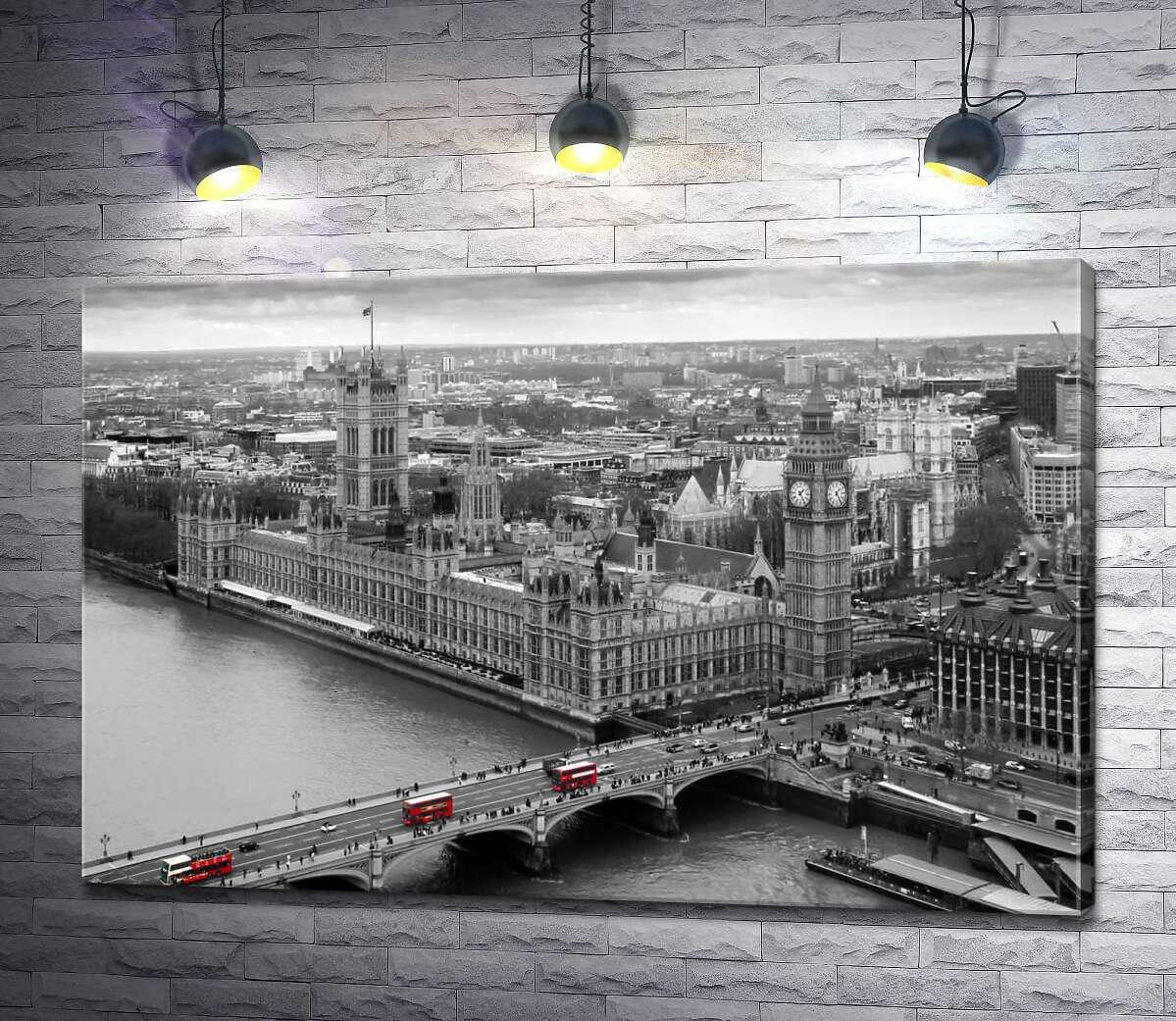Картина ArtPoster Красные пятна автобусов на Вестминстерском мосту (Westminster Bridge) 130x87 см Модуль №1 (002997)