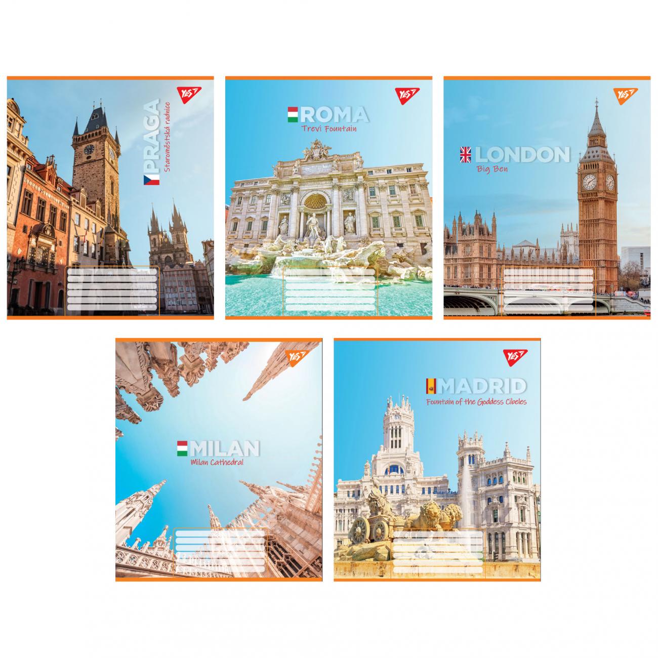 Зошити учнівські у лінійку YES Greatest citYES 36 арк. 15 шт. в уп. (MTT-182998)