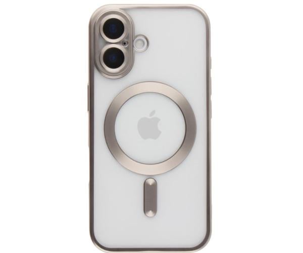 Чехол силиконовый Fashion Shining для iPhone 16 с поддержкой беспроводной зарядки Серый