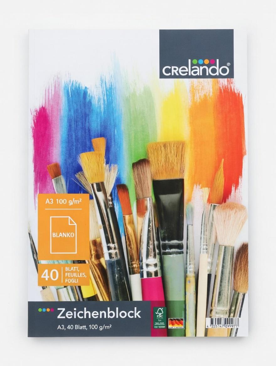 Блок для малювання Crelando A3 40 аркушів 100 г/м2 малярський папір Білий (500162)