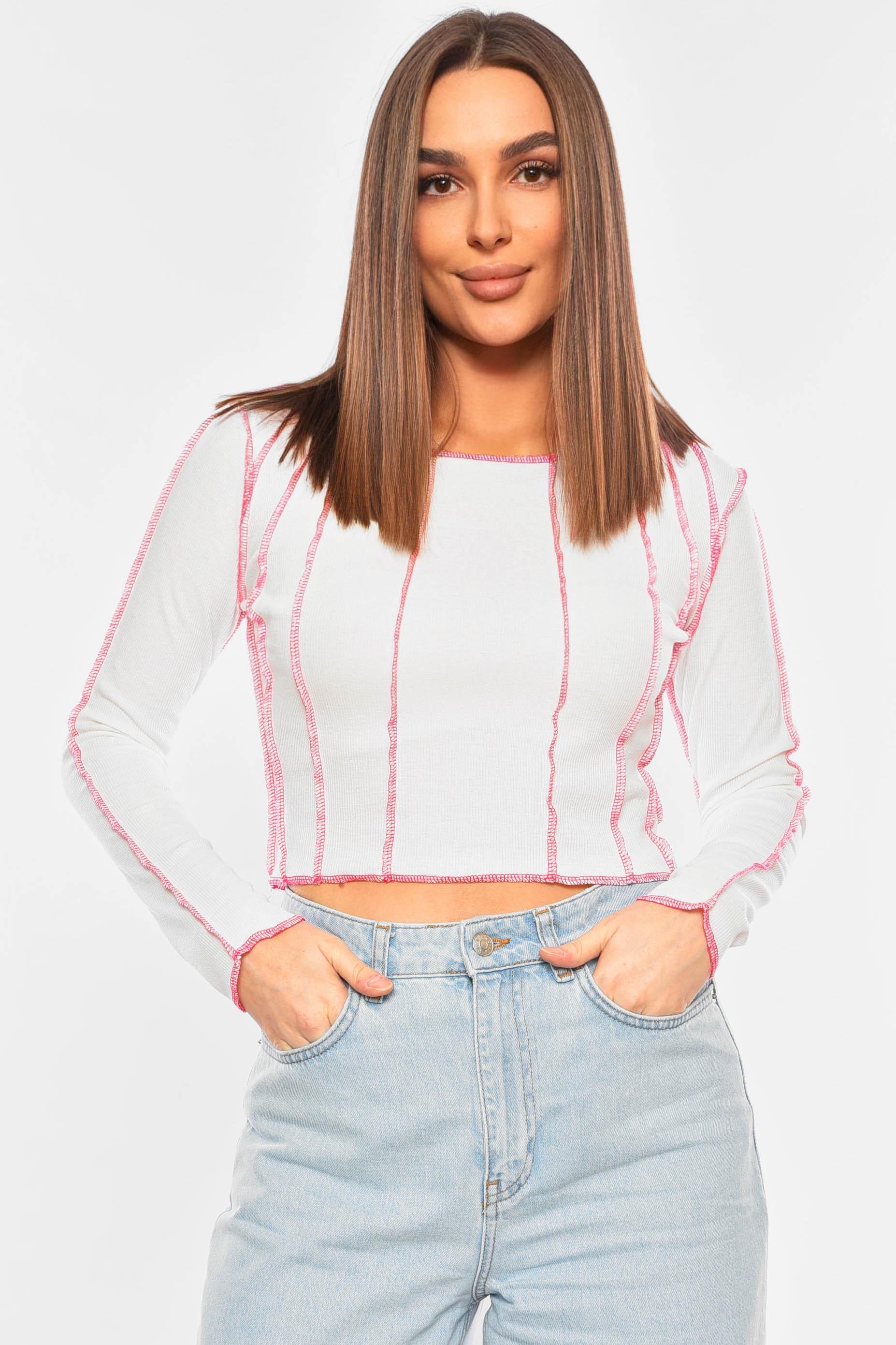 Кофта жіноча 201338 в рубчик M-L Білий (201338_!312596_44-46)