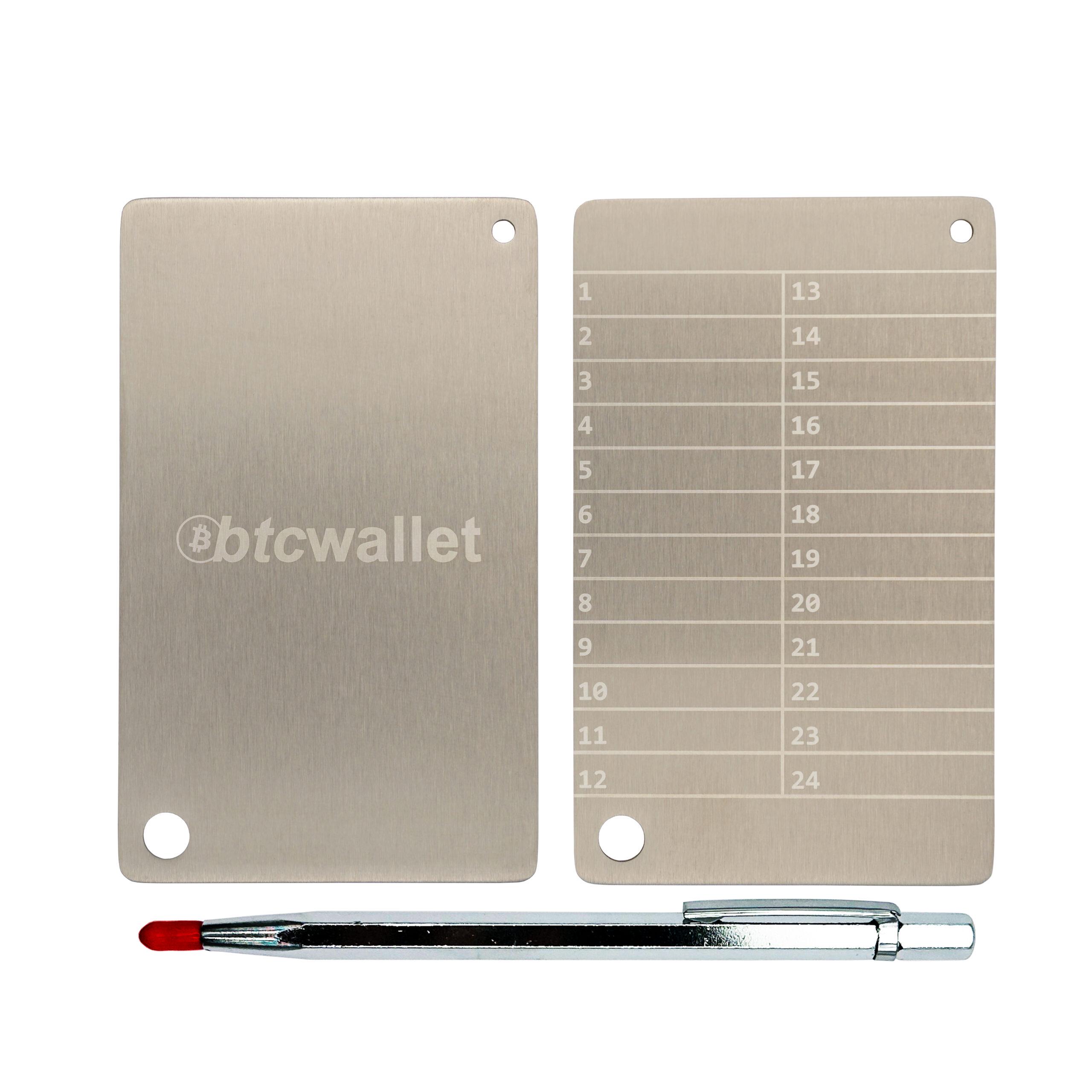 Набор для хранения сид-фразы Btcwallet White Plate 2 металлические пластины/крепежный болт/гравировальная ручка (34061218)