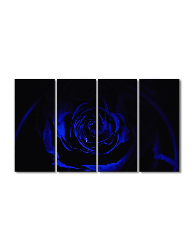 Картина модульная Сине-черная роза 4 модуля 70x105 см