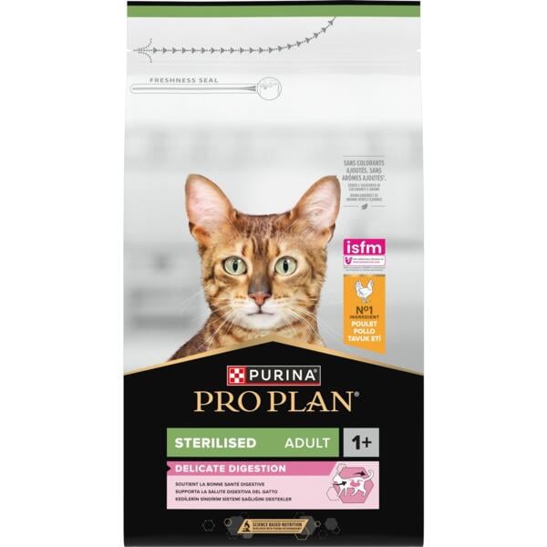 Корм сухой для кошек после стерилизации Purina PRO PLAN Sterilised 1+ Delicate Digestion с курицей 10 кг