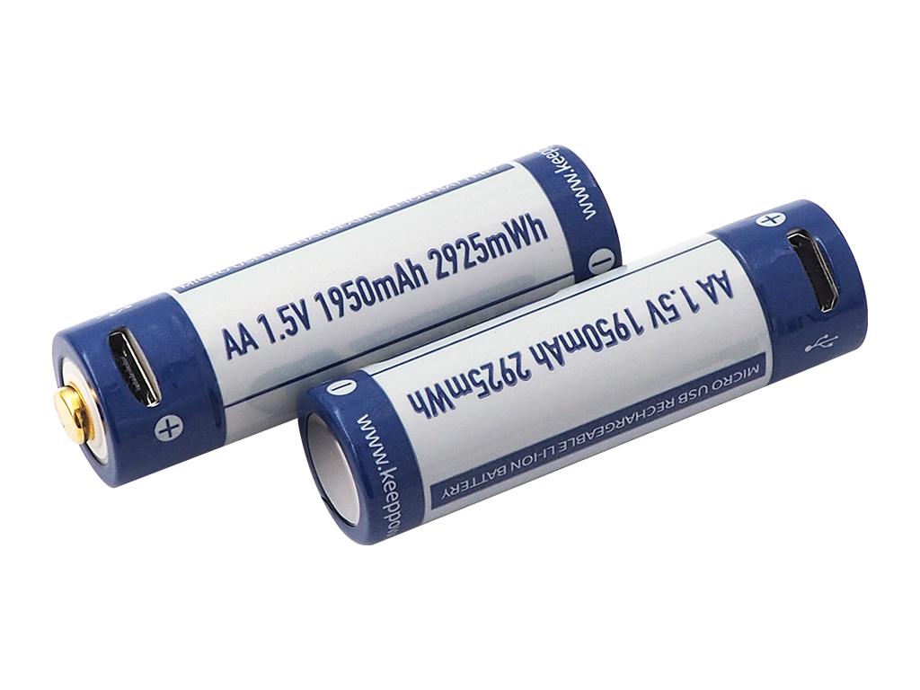 Аккумулятор Keeppower с microUS 1950 mAh AA 14500 1,5В Синий с белым - фото 4