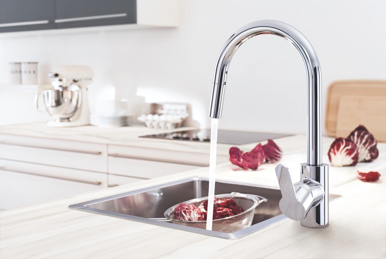 Змішувач для кухні Grohe Eurostyle Cosmopolitan з висувним виливом (31482003) - фото 3 Змішувач для кухні Grohe Eurostyle Cosmopolitan з висувним виливом (31482003) - фото 3