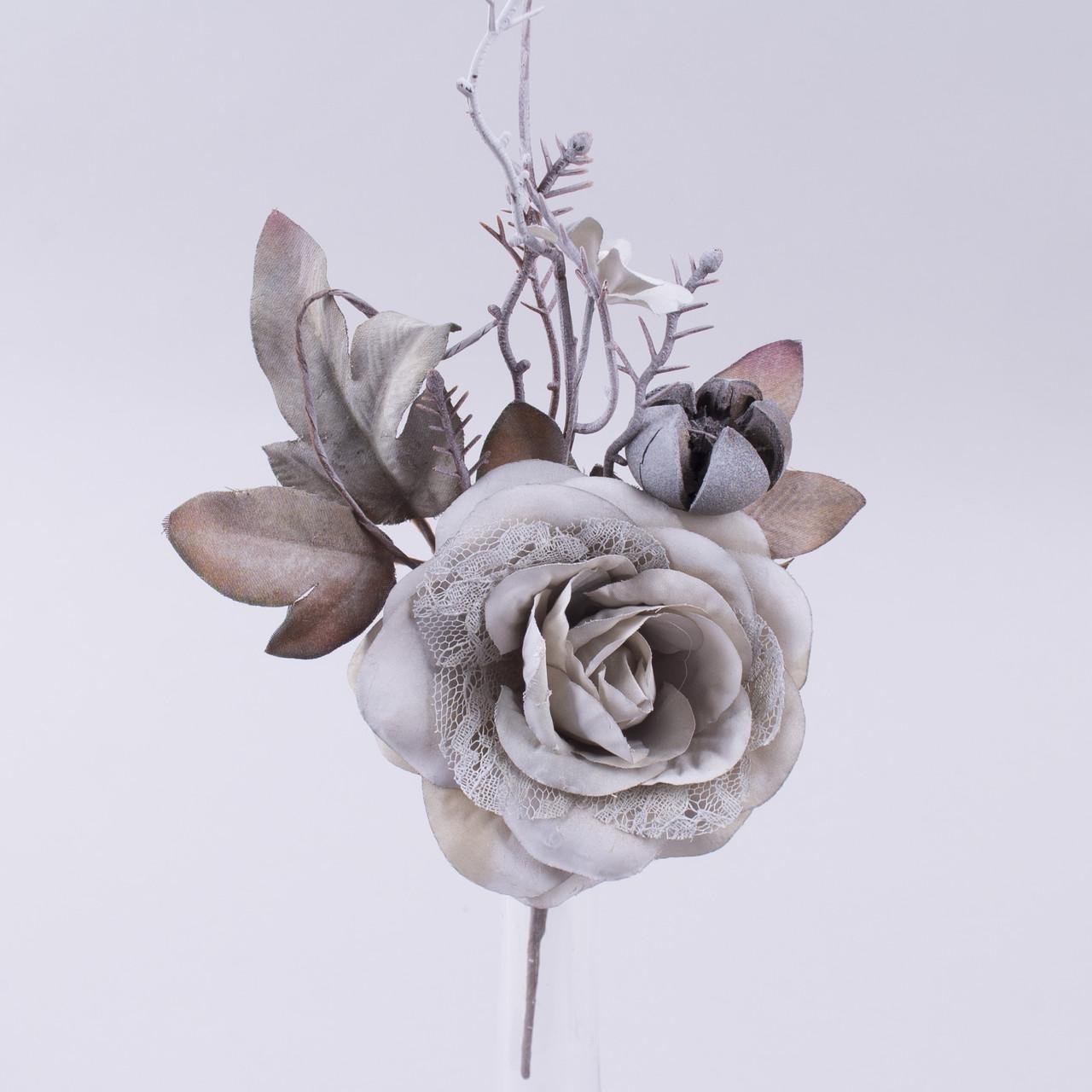 Композиция с розой и сухоцветом Серый (4851-1)