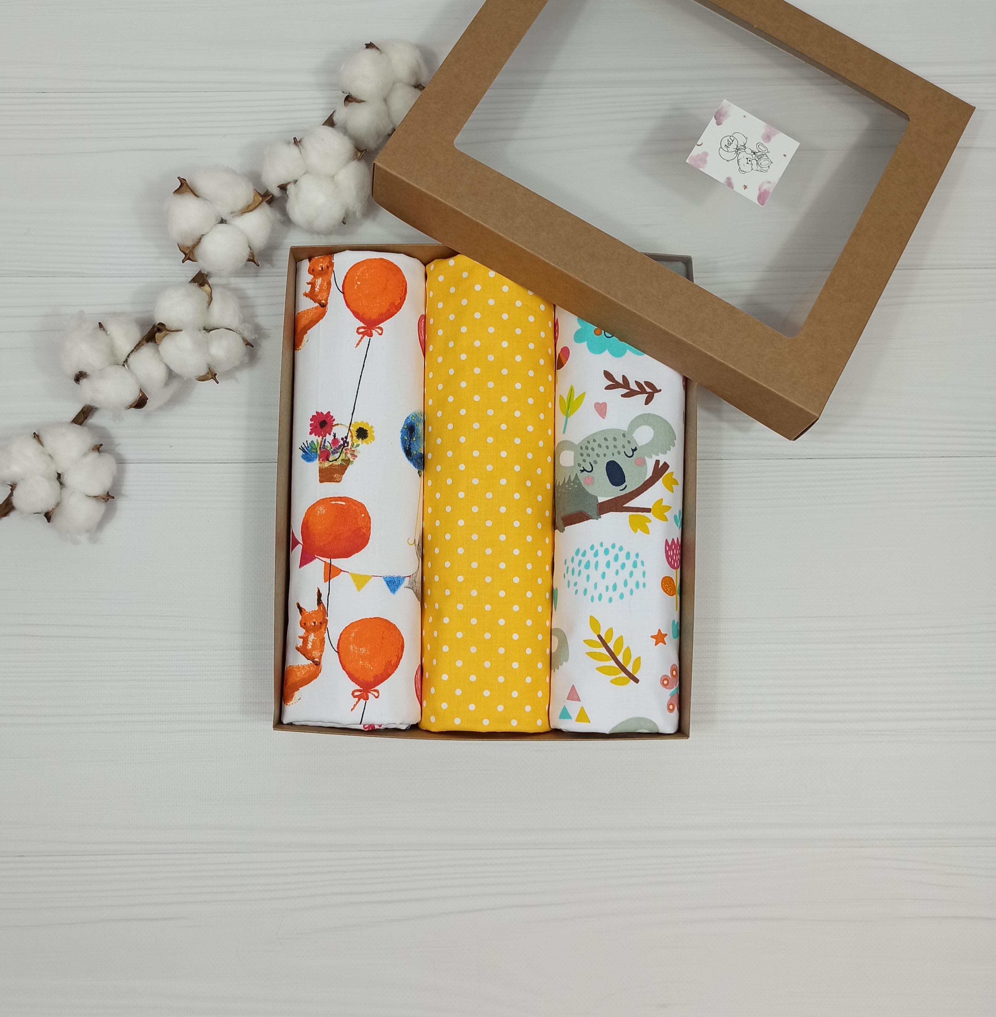 Пеленки детские a.l.babybox Горох 50х80 см 3 шт. Бело-желтый (NA 18169604)