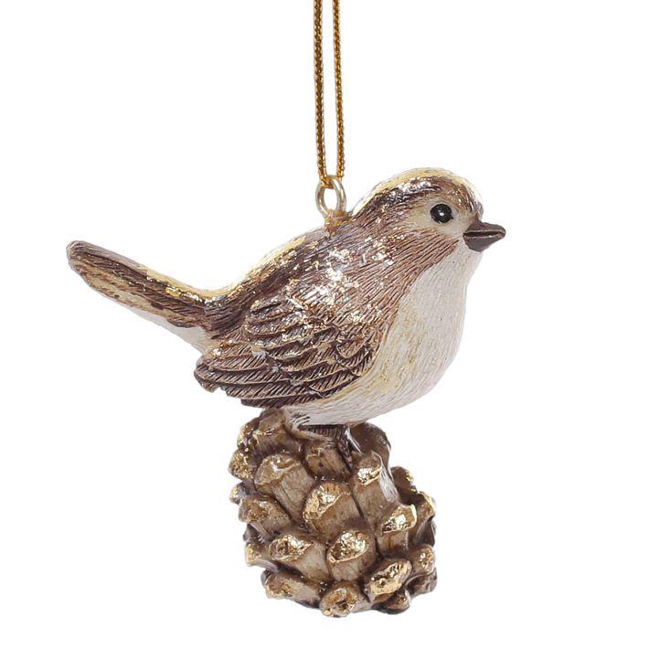 Декоративна підвіска Bonadi Пташка на шишці 6 см (707-178)