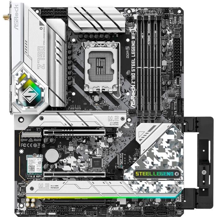 Материнская плата ASRock Z790 Steel Legend WiFi ATX sLGA1700 Intel Z790 4xDDR5 5xM.2 8xSATA DP HDMI 2.5GbE Black (31330532)