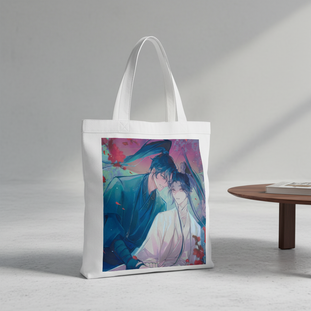 Сумка-шопер Dumb Husky and his White Cat Shizun Мо Ран из льна Белый (26759)